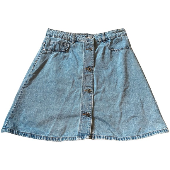 Noisy May Denim Button-Front A-Line Skirt - Picture 2 of 6